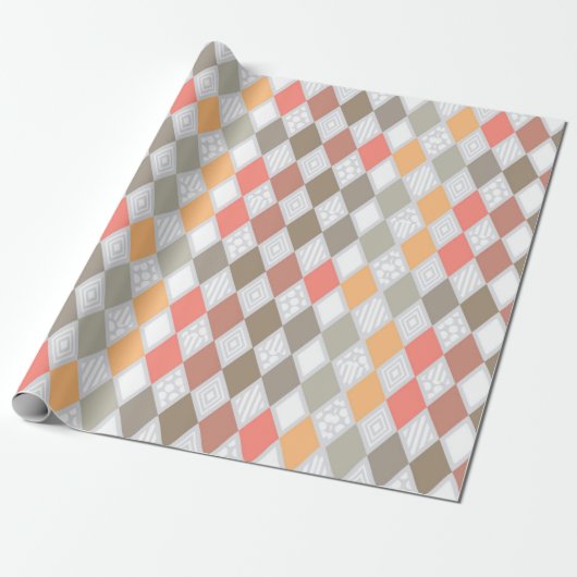 Retro Diamond Shape Patroon Cadeaupapier (Uitgerold)