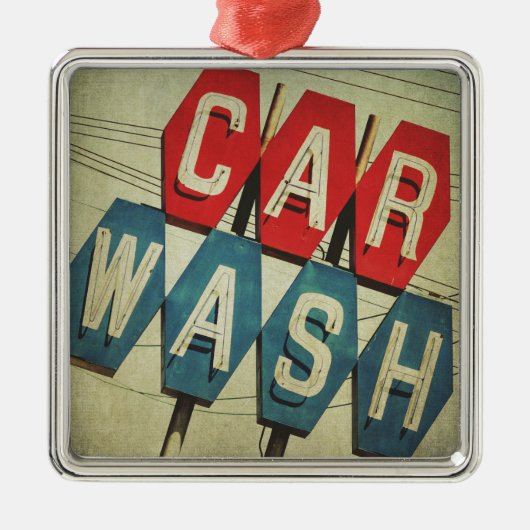 Retro Diamond Shaped Car Wash Sign Metalen Ornament (Voorkant)