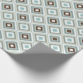 Retro Diamonds Brown Turquoise Cadeaupapier (Hoek)
