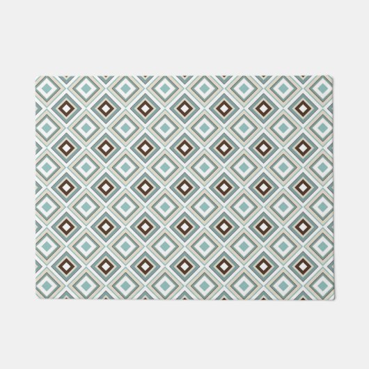 Retro Diamonds Brown Turquoise Deurmat (Voorkant)