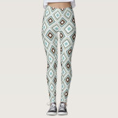 Retro Diamonds Brown Turquoise Leggings (Voorkant)