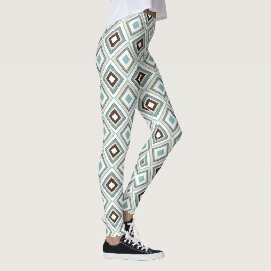 Retro Diamonds Brown Turquoise Leggings (Rechts)