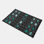 Retro Diamonds Rechthoeken Black Turquoise Deurmat (Schuin)
