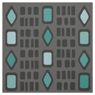 Retro Diamonds Rechthoeken Black Turquoise Stof