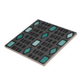 Retro Diamonds Rechthoeken Black Turquoise Tegeltje (Zijkant)