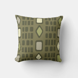 Retro Diamonds Rechthoeken Olive Green Kussen