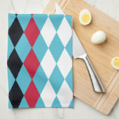 Retro Diamonds rood, wit, zwart Theedoek (Quarter Fold)