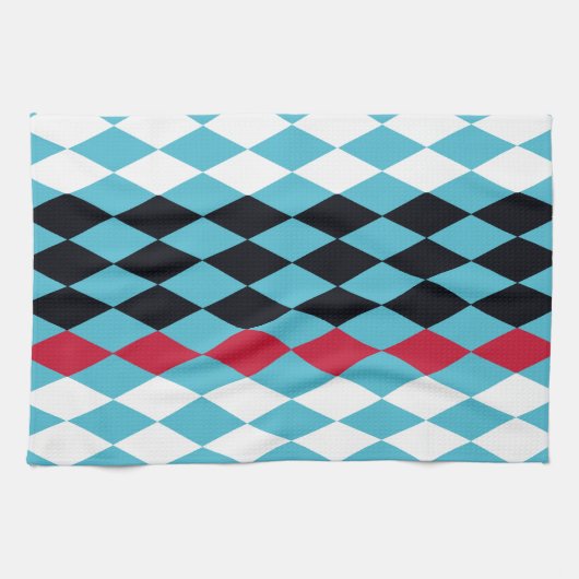 Retro Diamonds rood, wit, zwart Theedoek (Horizontaal)