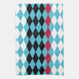 Retro Diamonds rood, wit, zwart Theedoek