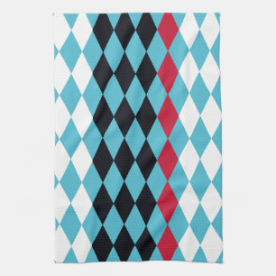 Retro Diamonds rood, wit, zwart Theedoek