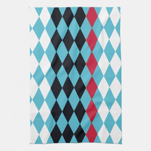 Retro Diamonds rood, wit, zwart Theedoek (Verticaal)