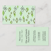 RETRO DIAMONDS & STARBURSTS: GROENE SCHERM VISITEKAARTJE (Voorkant / Achterkant)
