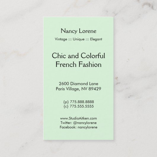 RETRO DIAMONDS & STARBURSTS: GROENE SCHERM VISITEKAARTJE (Achterkant)