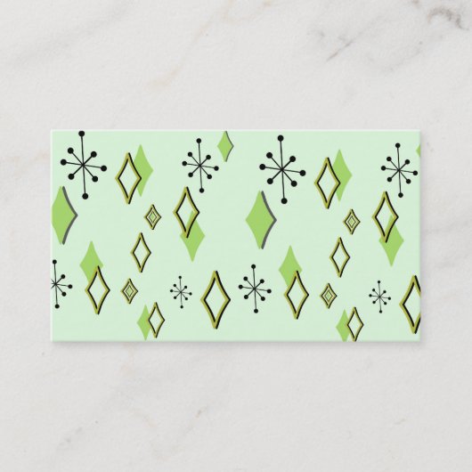 RETRO DIAMONDS & STARBURSTS: GROENE SCHERM VISITEKAARTJE (Voorkant)