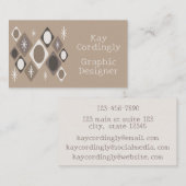 Retro Diamonds Stars Taupe Visitekaartje (Voorkant / Achterkant)