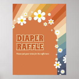 Retro Diaper Raffle Rainbow Daisy Poster