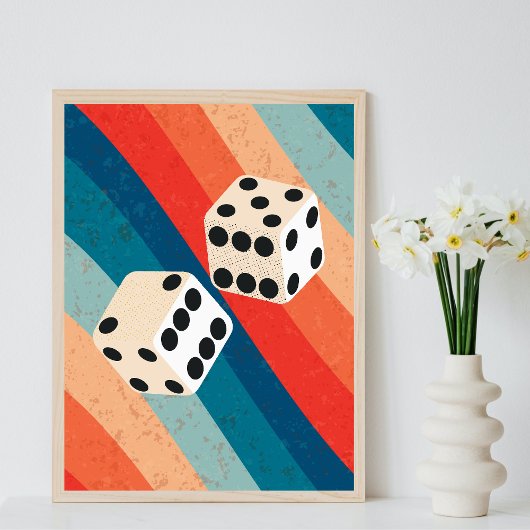 Retro Dice Wall Art Trendy Prints die geluk hebben