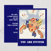 Retro die brandkraker van een partijuitnodiging af kaart (Voorkant / Achterkant)