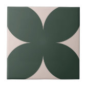 Retro Diep Groen Bloemblad Mid Century Modern Tegeltje (Voorkant)