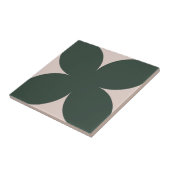 Retro Diep Groen Bloemblad Mid Century Modern Tegeltje (Zijkant)