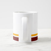Retro Diep Rood Gele Rand Racing Stripes op Wit Grote Koffiekop (Achterkant)