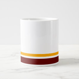 Retro Diep Rood Gele Rand Racing Stripes op Wit Grote Koffiekop
