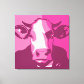 Retro Dierenmuur Pop Art Roze Koe Portret Canvas Afdruk (Voorkant)