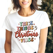 Retro Dikke Dijen en Kerstvibes Vakantie Tri-Blend Shirt