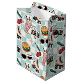 Retro Diner 1950s Patroon Medium Cadeauzakje (Voorkant Gekanteld)