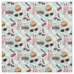 Retro Diner 1950s Patroon Stof