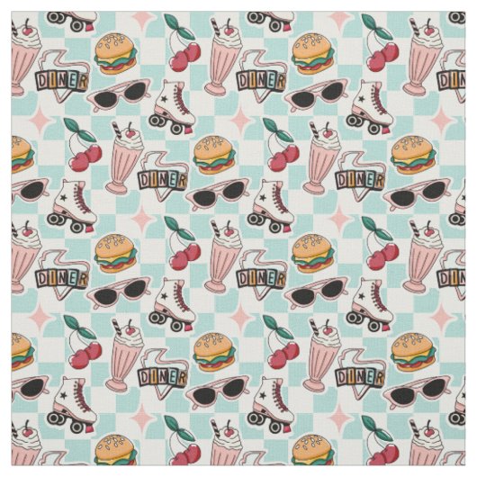 Retro Diner 1950s Patroon Stof (Swatch)