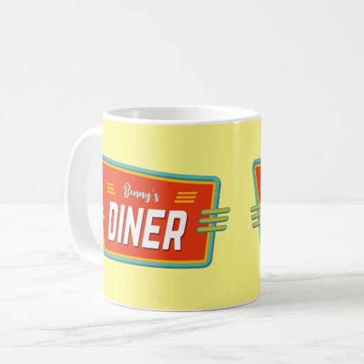 Retro Diner Aangepast Koffiemok (Voorkant links)