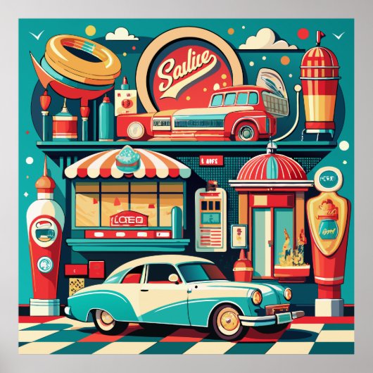 Retro Diner Americana Poster (Voorkant)