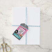 Retro Diner Birthday Party Pink Blauwgroen Favor 1 Cadeaulabel (Met Touw)