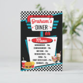 Retro Diner Black en Red 1950-menukaart Kaart (Staand voorkant)