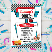 Retro Diner Black, White & Red-menukaart van 1950 Kaart