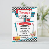 Retro Diner Black, White & Red-menukaart van 1950 Kaart (Staand voorkant)