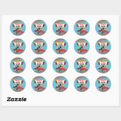 Retro Diner Blauwgroen en Red Sock Hop uit 1950 Ronde Sticker (Vel)