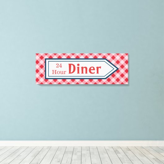 Retro Diner Bord Kunst Canvas Afdruk (Insitu (Houten vloer))