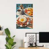 Retro Diner Breakfast Art Print Bacon, Eggs (Thuiskantoor)