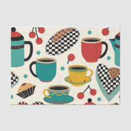 Retro Diner Brew: 1950s Koffie-thema weefsel papie Tissuepapier