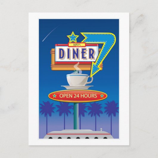 Retro Diner Briefkaart aanpassen - Harvey's 50s (Voorkant)