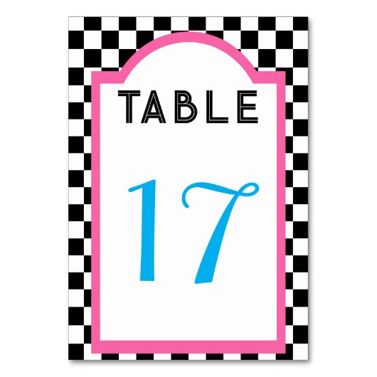 Retro Diner Checkerboard Roze Blauw Zwart & Wit Kaart (Achterkant)