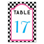 Retro Diner Checkerboard Roze Blauw Zwart & Wit Kaart (Voorkant)