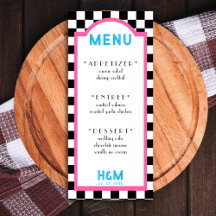 Retro Diner Checkerboard Roze Huwelijksreceptie