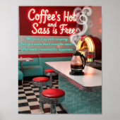 Retro Diner Coffee's Hot with Free Sass Poster (Voorkant)