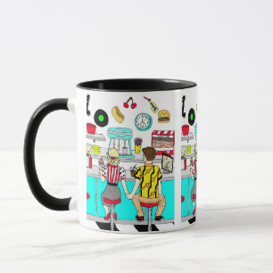 Retro Diner Couple Holding Hand 1950's Era Mok