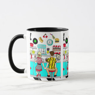 Retro Diner Couple Holding Hand 1950's Era Mok