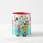 Retro Diner Couple Holding Hand 1950's Era Mok (Midden)