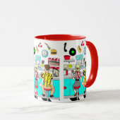 Retro Diner Couple Holding Hand 1950's Era Mok (Voorkant rechts)